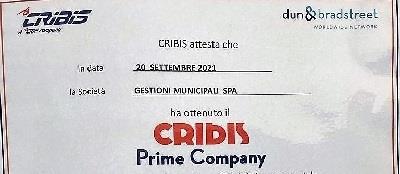 Gestioni Municipali SPA ha ricevuto il riconoscimento CRIBIS Prime Company